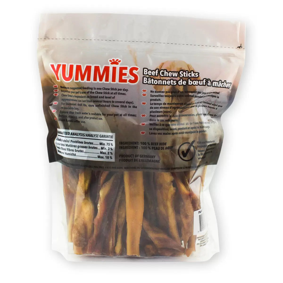 Yummies Beef Chew Sticks (5-8 Inches, 680g) – Natural Long-Lasting Dog Treats