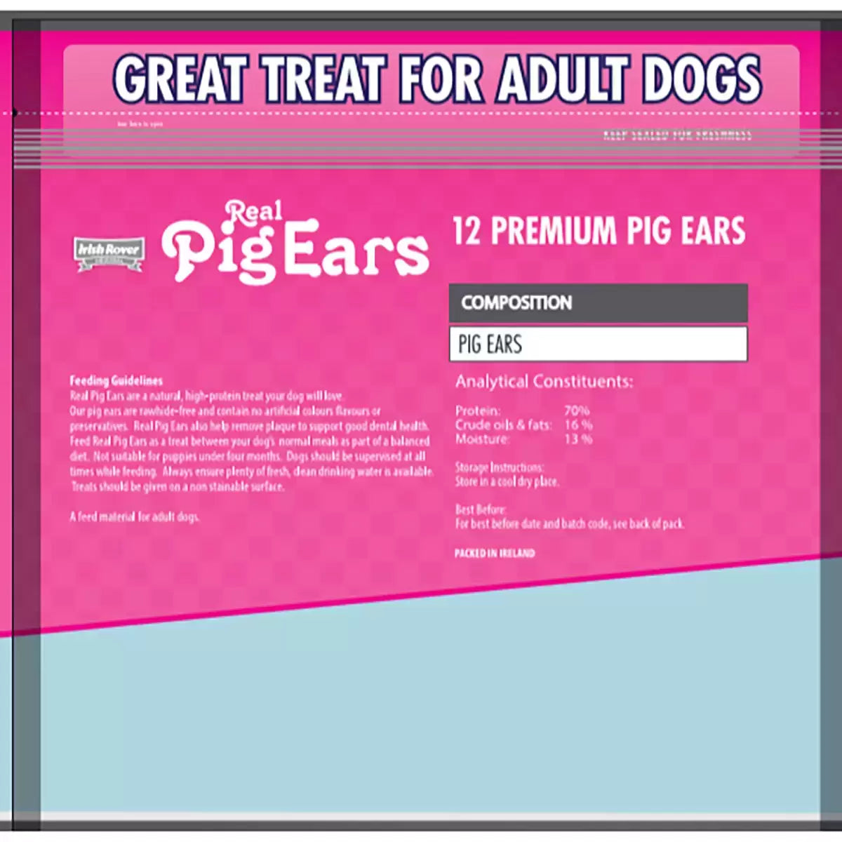 Irish Rover Natural Pig Ears for Dogs – 12-Pack of Tasty, Long-Lasting Chews