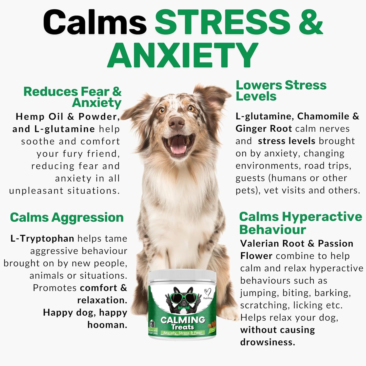NutriPaw Calming Treats for Dogs – Reduce Stress, Barking, Hyperactivity & Anxiety Without Drowsiness