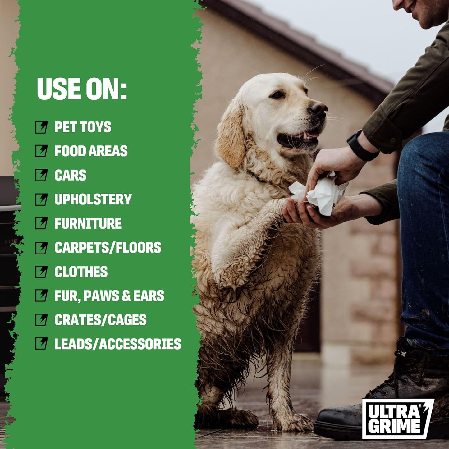 Ultra Grime Pet XXL Biodegradable Dog Wipes – 80 Large Eco-Friendly Cleaning Cloths