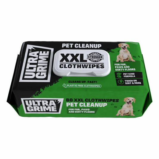 Ultra Grime Pet XXL Biodegradable Dog Wipes – 80 Large Eco-Friendly Cleaning Cloths