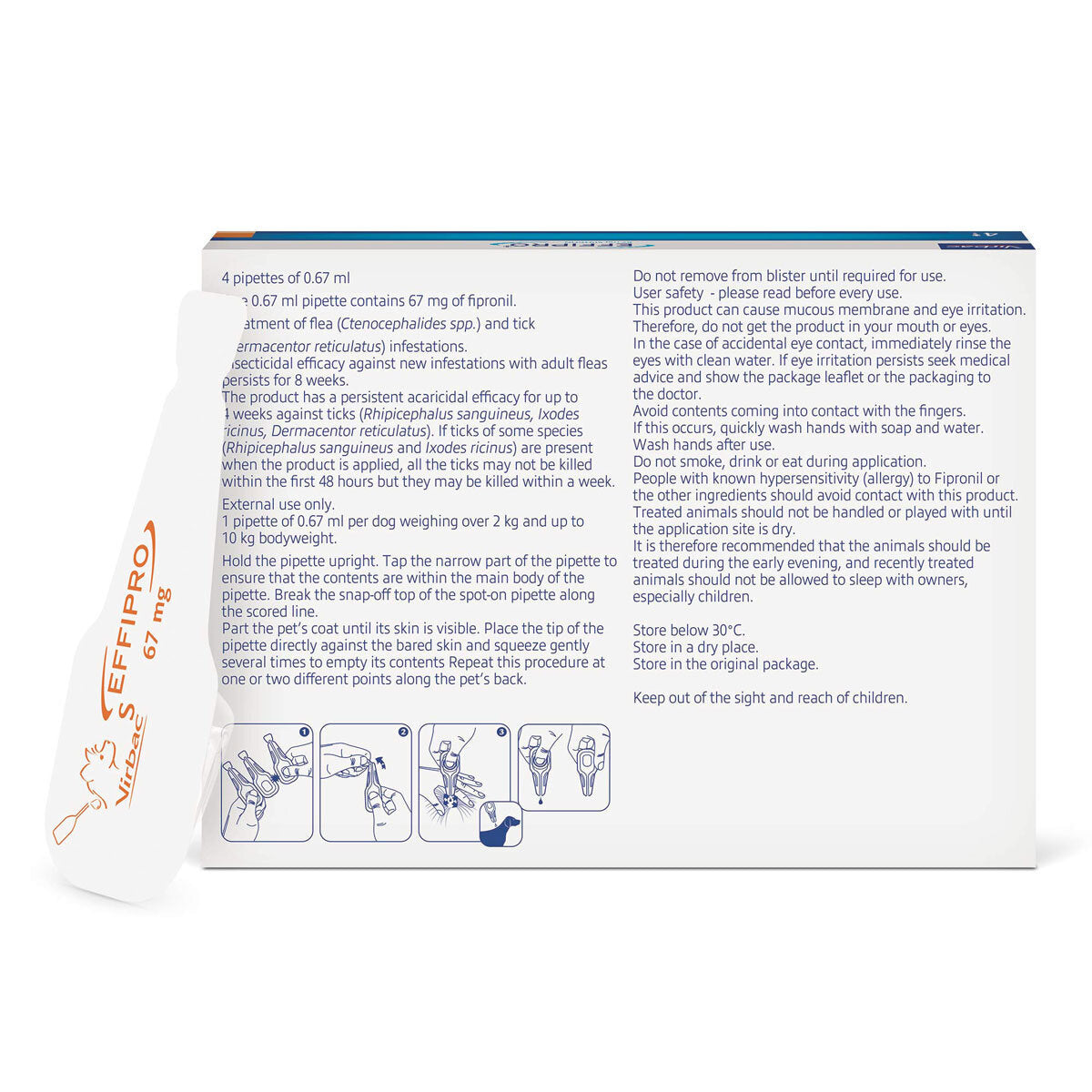 Effipro® Spot-On Flea and Tick Treatment for Small Dogs (2-10Kg), 3 X 4 X 67Mg