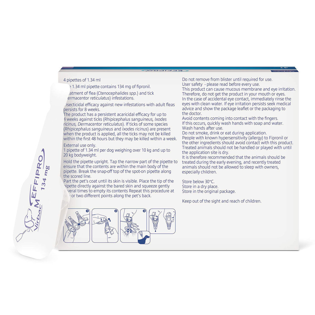 Effipro® Spot-On Flea and Tick Treatment for Medium Dogs (10-20Kg), 3 X 4 X 135Mg