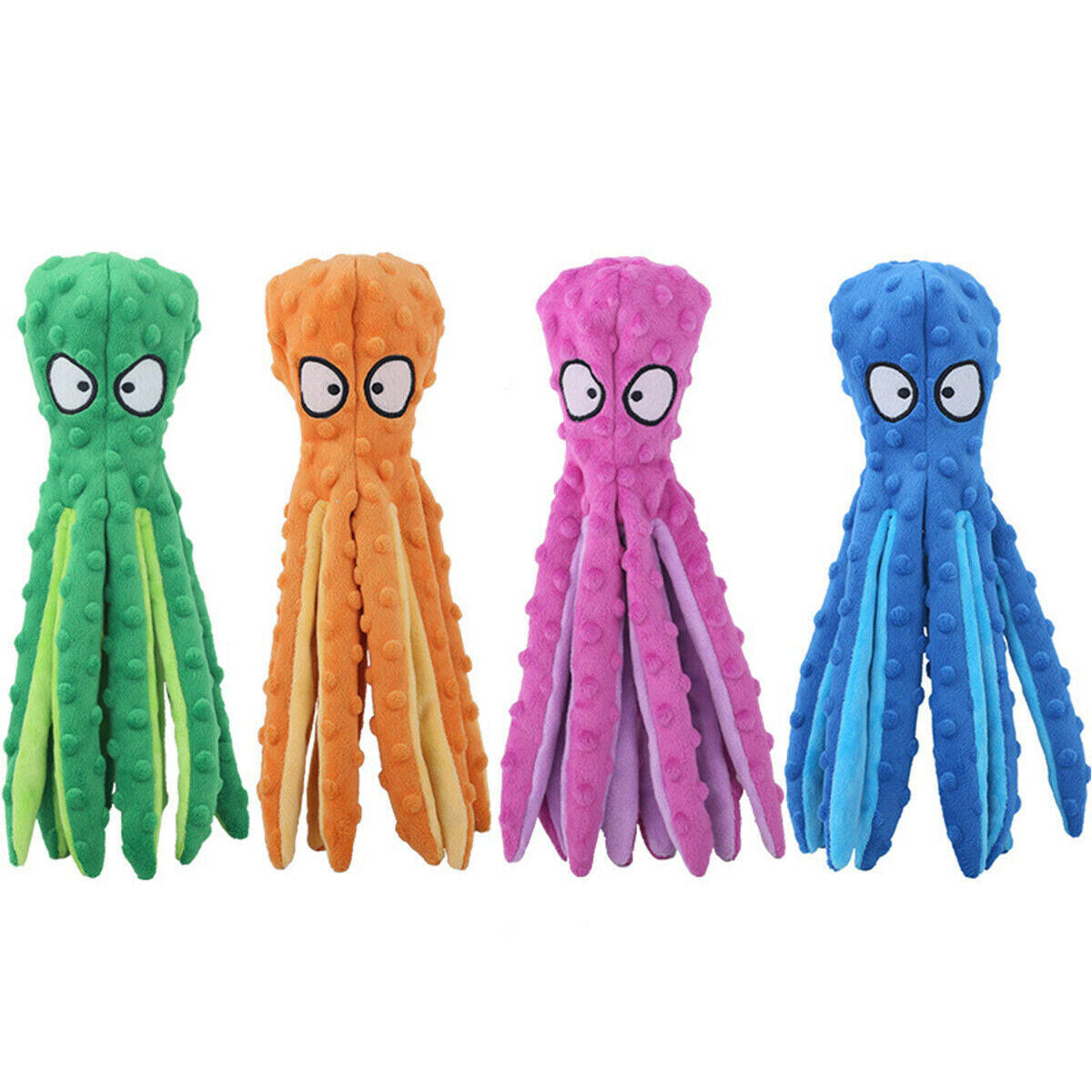 Octopus Puppy Dog Chew Toy: Soft Plush Squeaky Fun Play Sound