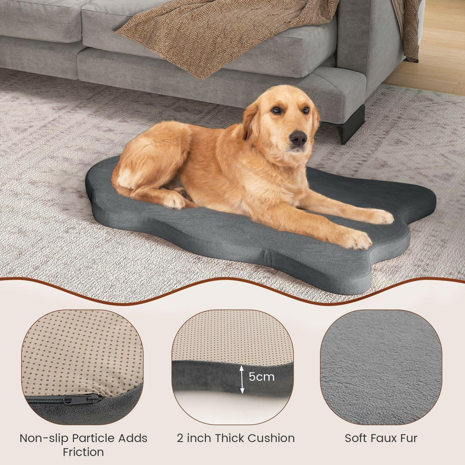 Luxury Large Dog Bed with Memory Foam Support and Removable Easy-to-Clean Cover