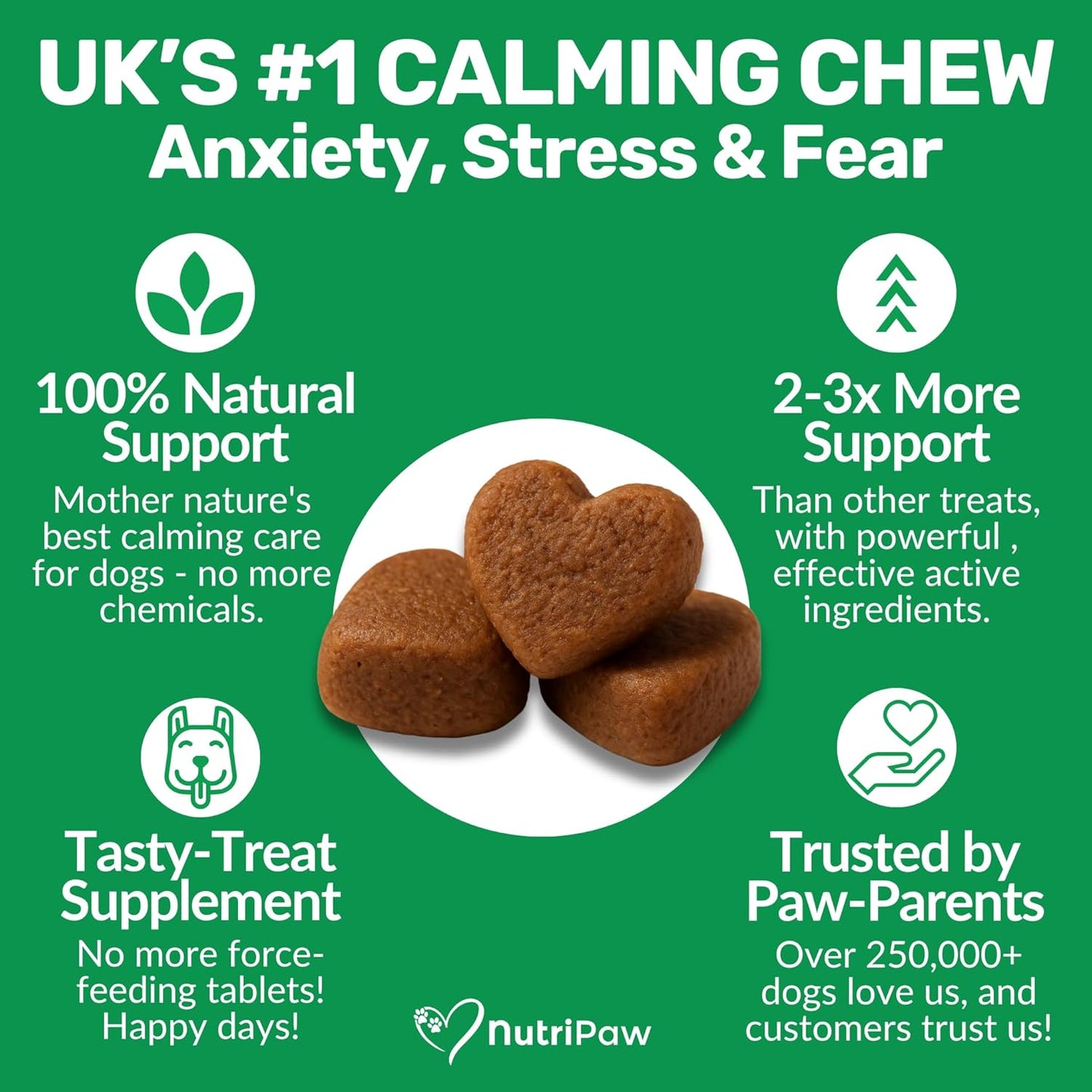 NutriPaw Calming Treats for Dogs – Reduce Stress, Barking, Hyperactivity & Anxiety Without Drowsiness