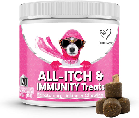 NutriPaw All-Itch Immunity Treats for Dogs – Soothe Itchy Skin, Paws, Ears & Eyes Naturally