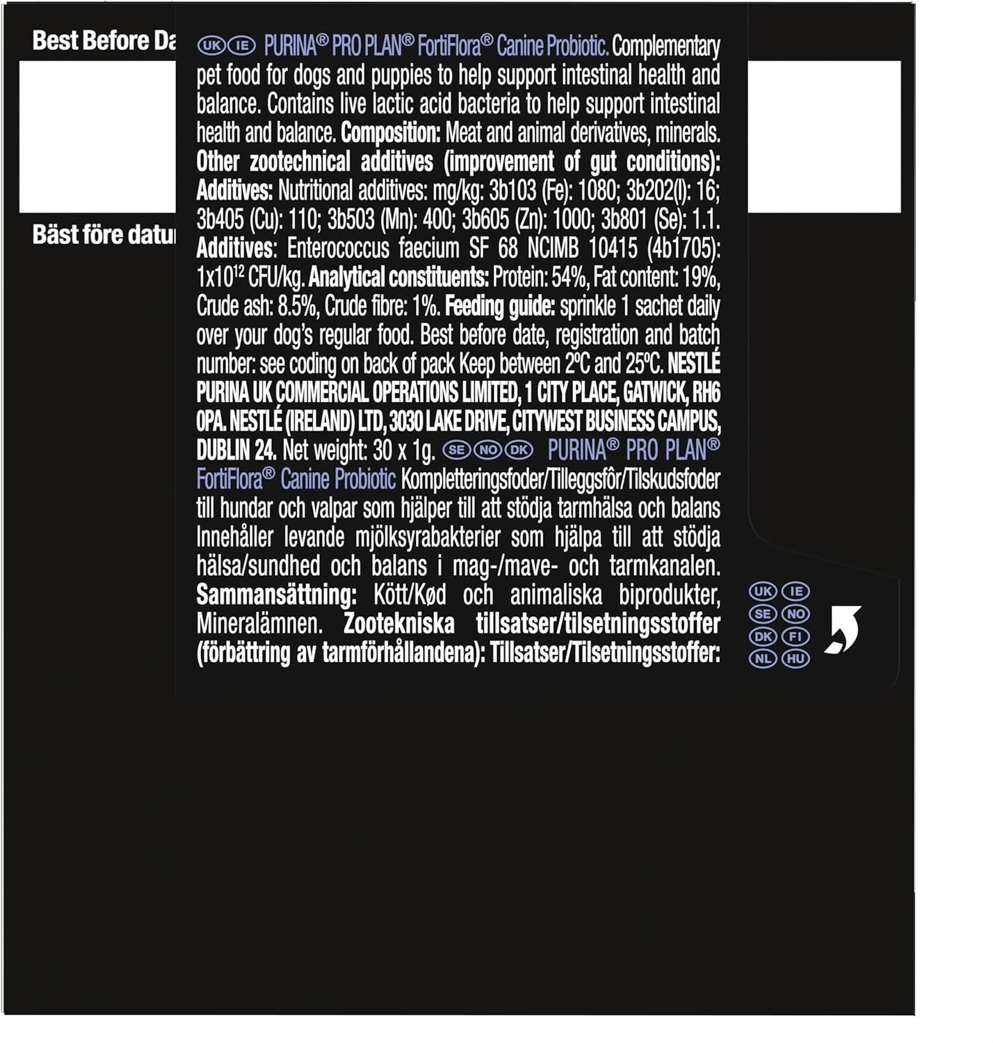 PRO PLAN FortiFlora Probiotic Dog Supplement – Digestive & Gut Health Support (30 x 1g Sachets)