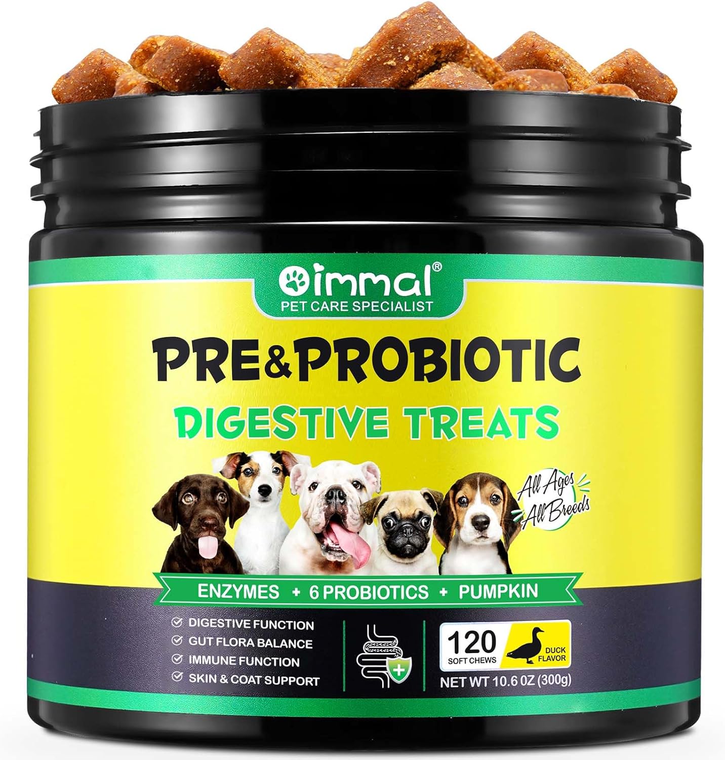Dog Probiotics Soft Chews – Gut Health, Digestive & Immune Support with Pumpkin & Flaxseed (120 Chews)