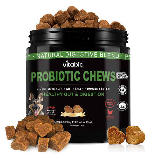 VITABIA Probiotic Chews for Dogs – Gut Health, Digestion & Anal Gland Support (60 Chews)