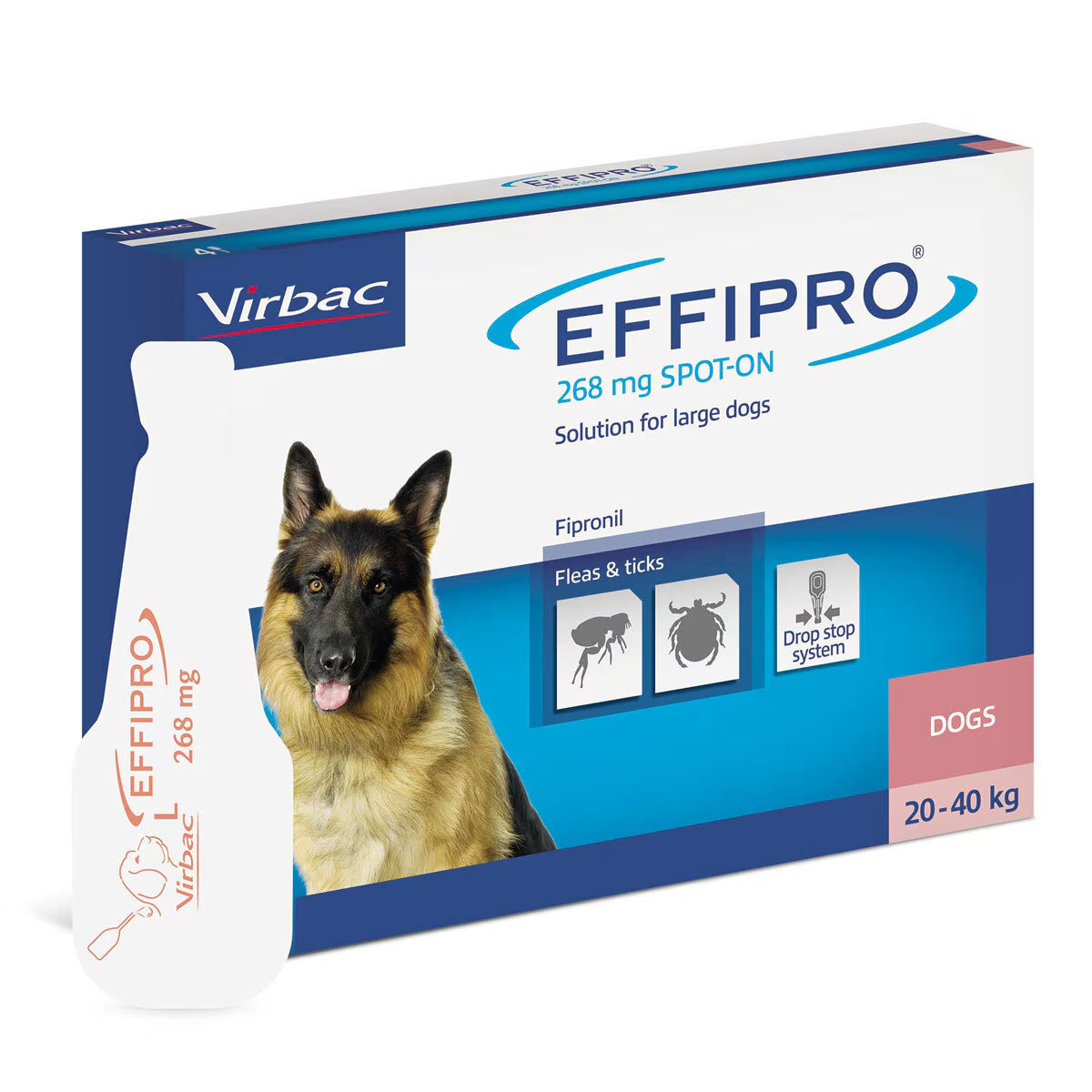 Effipro® Spot-On Flea and Tick Treatment for Large Dogs (20-40Kg), 3 X 4 X 268Mg