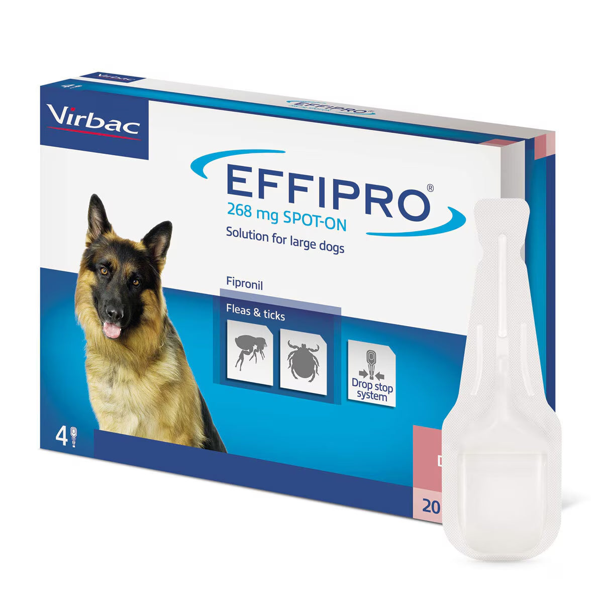 Effipro® Spot-On Flea and Tick Treatment for Large Dogs (20-40Kg), 3 X 4 X 268Mg