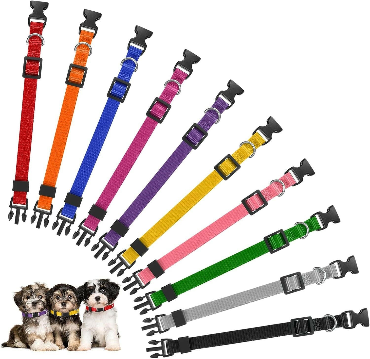 Yorgewd 10-Pack Adjustable Puppy ID Collars with Secure Push Lock Design for Easy Litter Identification