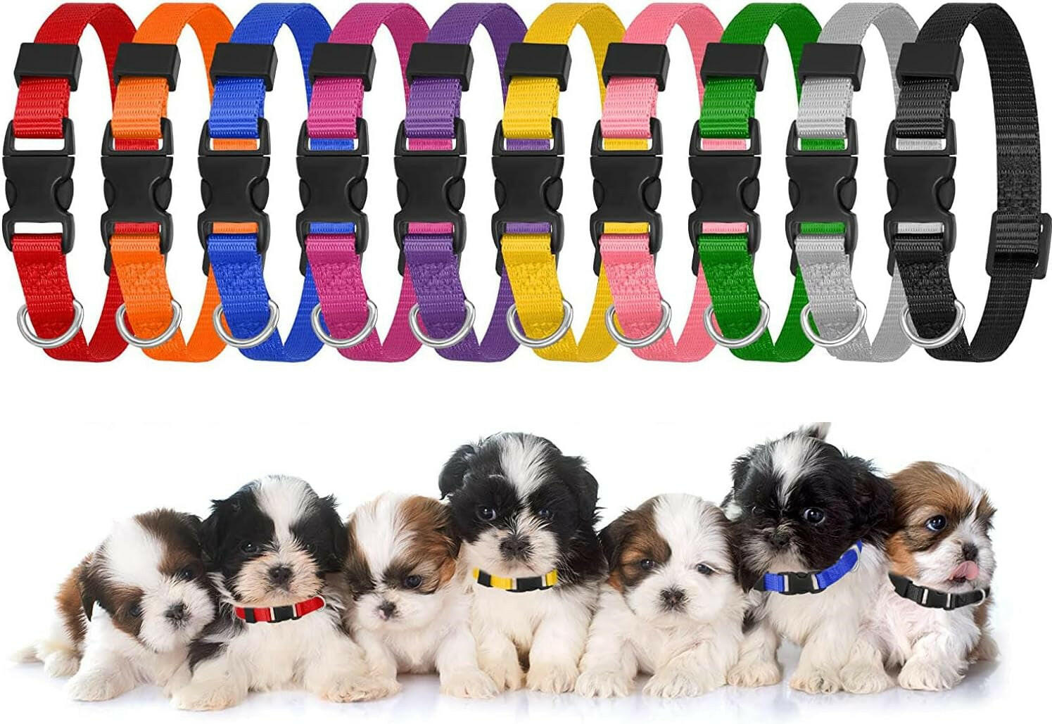 Yorgewd 10-Pack Adjustable Puppy ID Collars with Secure Push Lock Design for Easy Litter Identification