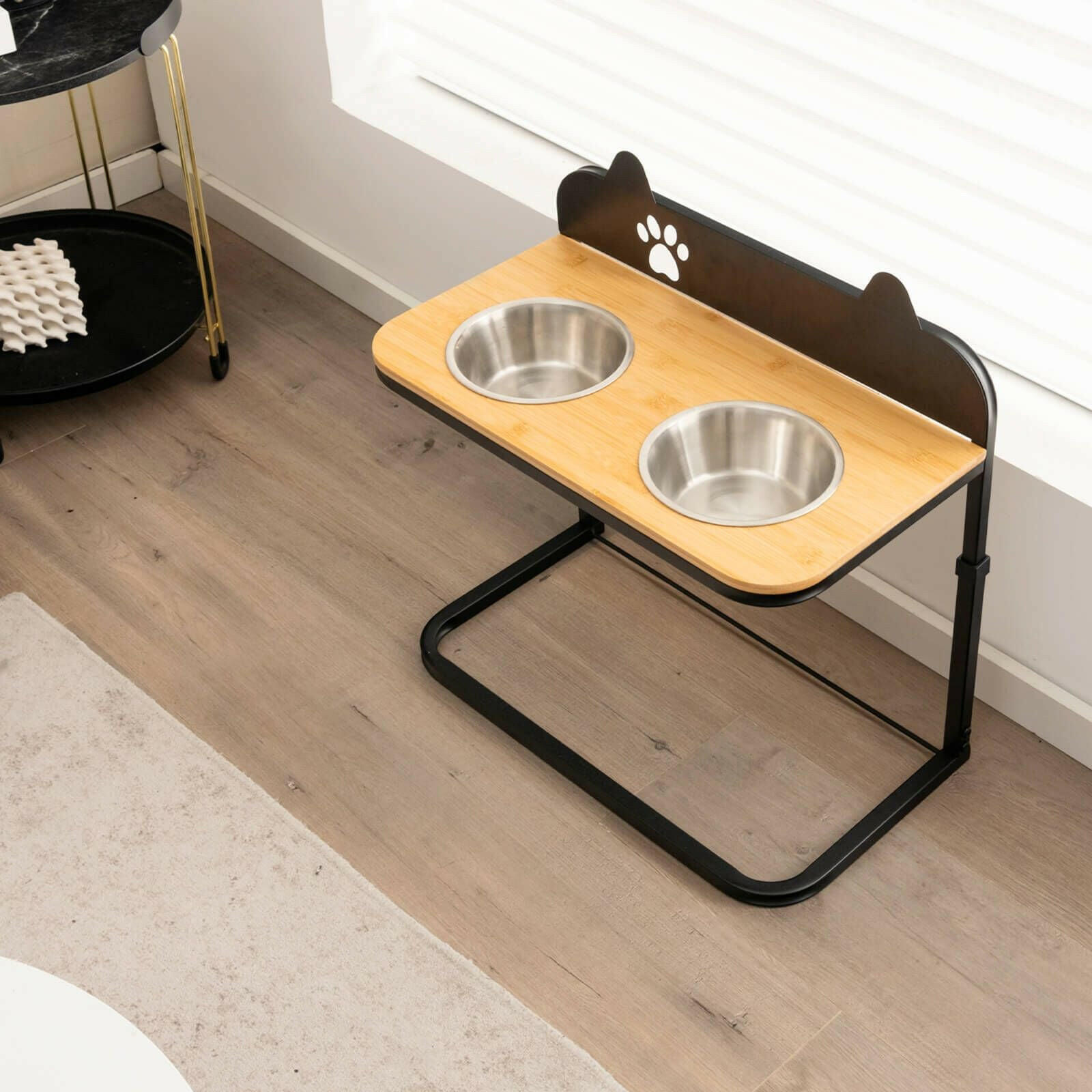 Customisable Elevated Dog Bowls Feeder with Adjustable Heights and Convenient Dining Marker