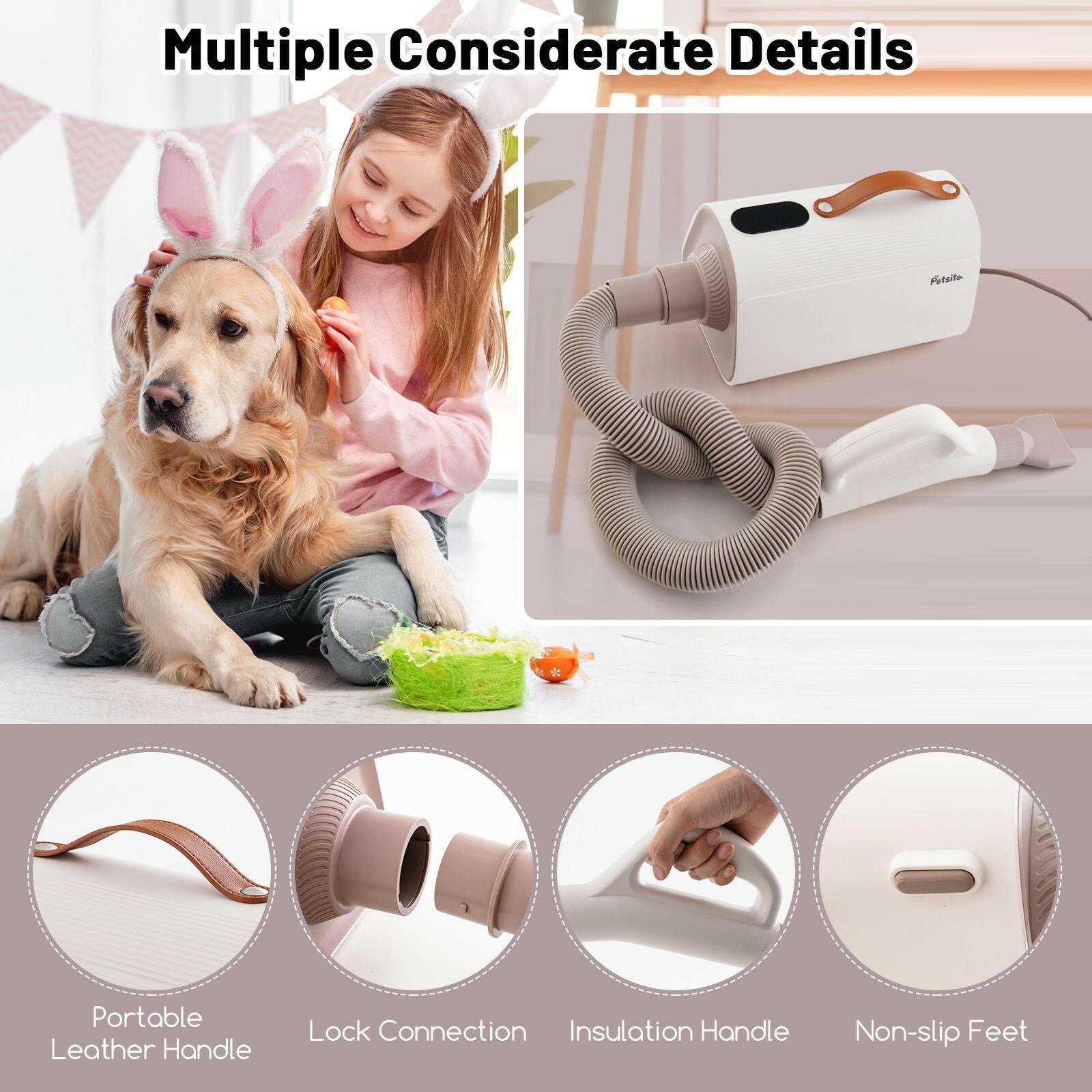 Professional Dog Hair Dryer with Negative Ion Technology: Fast Drying and Anti-Static for Pet Grooming