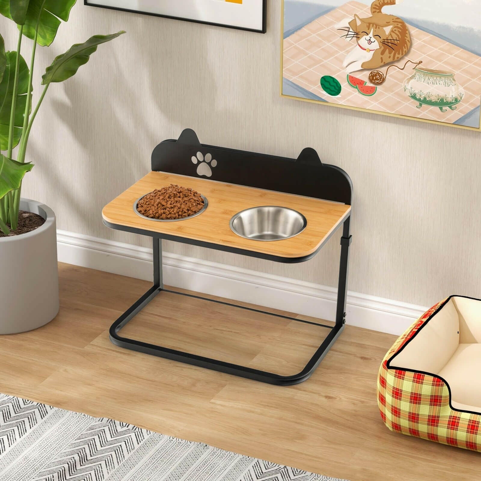 Customisable Elevated Dog Bowls Feeder with Adjustable Heights and Convenient Dining Marker