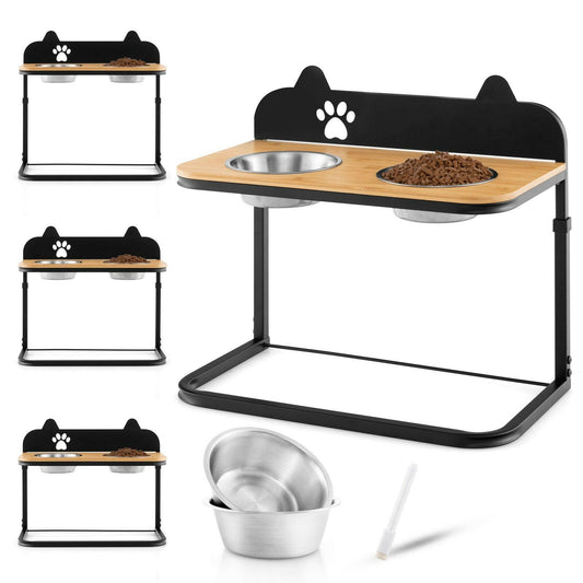 Customisable Elevated Dog Bowls Feeder with Adjustable Heights and Convenient Dining Marker