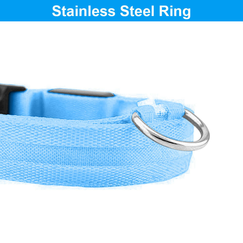 Enhanced Visibility USB Rechargeable LED Dog Collar with Flashing Luminous Nylon for Safety