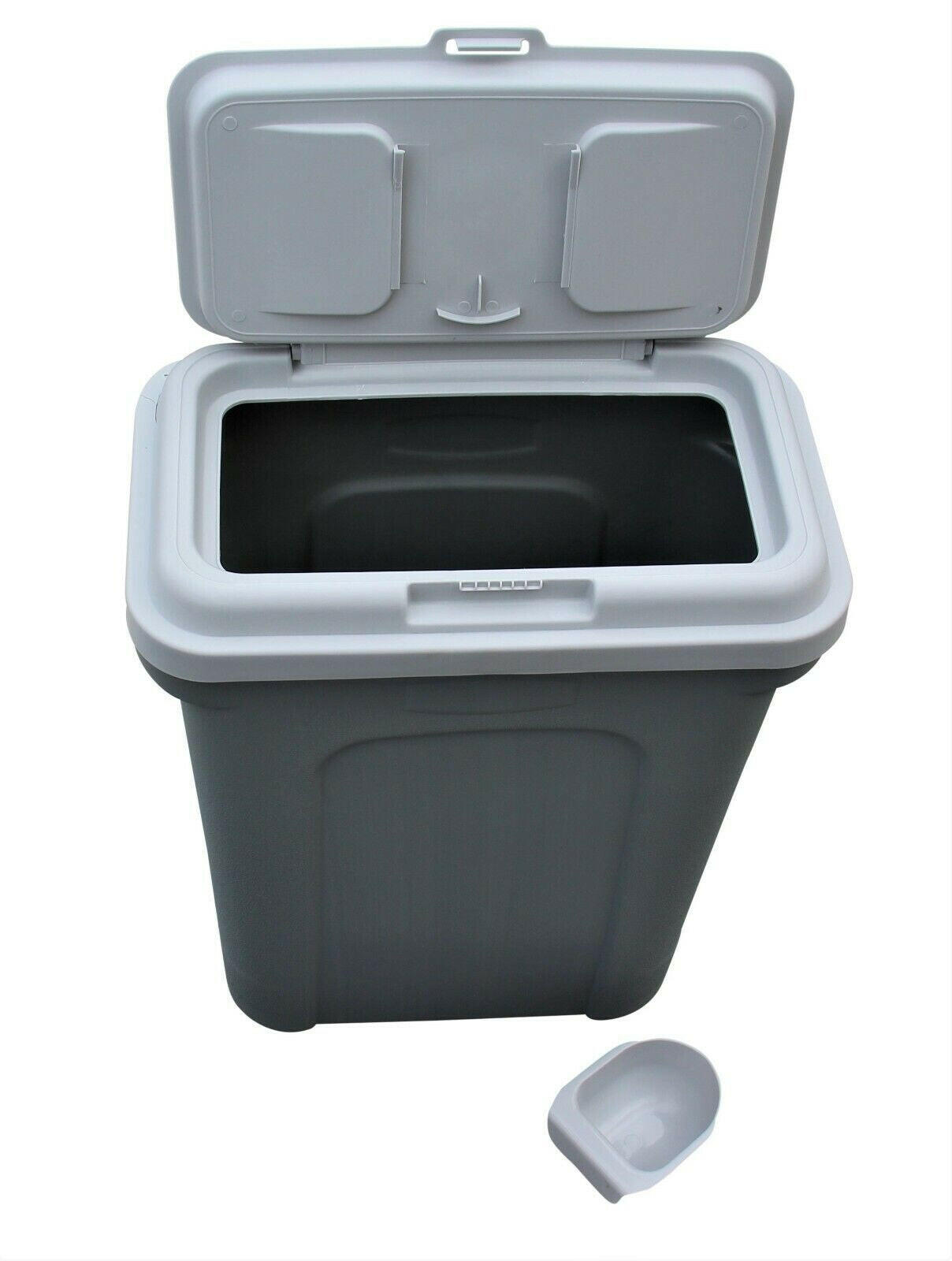 Durable Dog Food Storage Container with 32L Capacity, Suitable for 16KG Dry Feed or 23KG of Dog Food, Grey Base Included