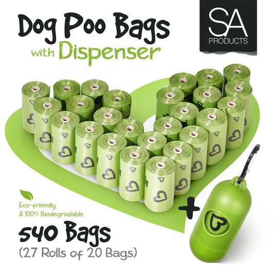 Pack of 540 Biodegradable Large Dog Waste Bag Refills, Environmentally Friendly and Durable