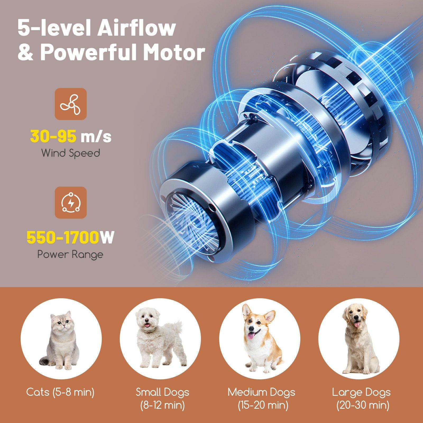 Professional Dog Hair Dryer with Negative Ion Technology: Fast Drying and Anti-Static for Pet Grooming
