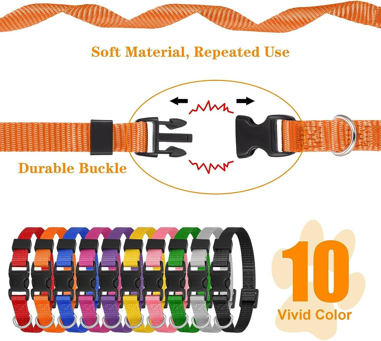 Yorgewd 10-Pack Adjustable Puppy ID Collars with Secure Push Lock Design for Easy Litter Identification